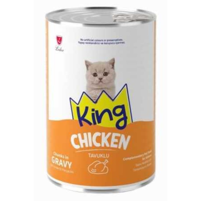 King Sos İçerisinde Et Parçacıklı Tavuklu Yavru Kedi Konservesi 400gr