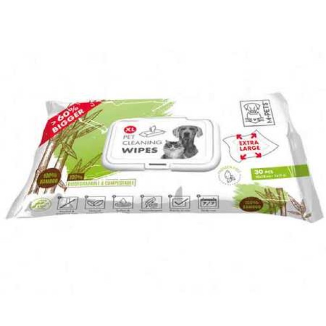 M-Pets Bamboo Kedi ve Köpekler İçin Temizleme Mendili XL 30lu