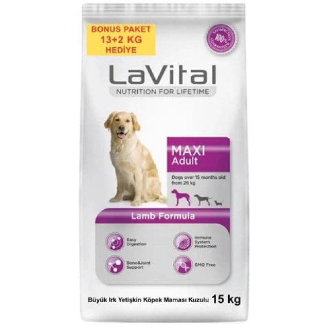 LaVital Büyük Irk Kuzulu Yetişkin Köpek Maması 13+2 kg