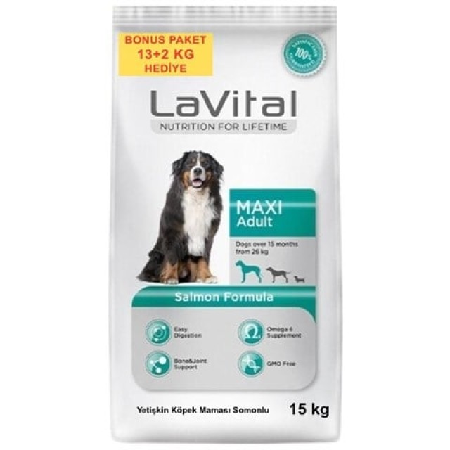 LaVital Büyük Irk Somonlu Yetişkin Köpek Maması 13+2 kg