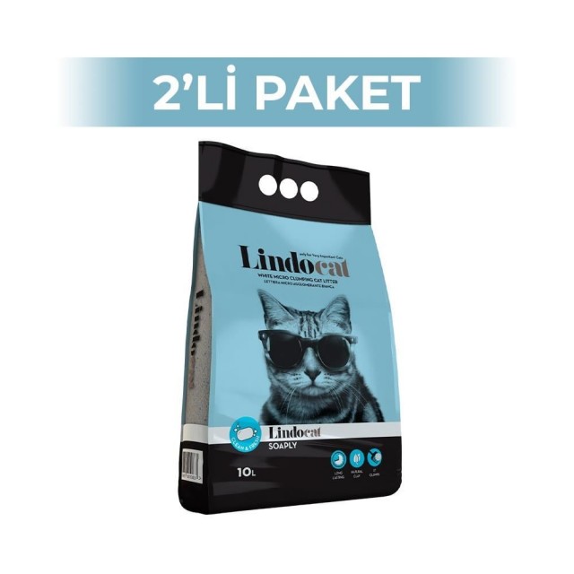 Lindo Cat Sabun Kokulu İnce Taneli Kedi Kumu 10 lt 2 Adet