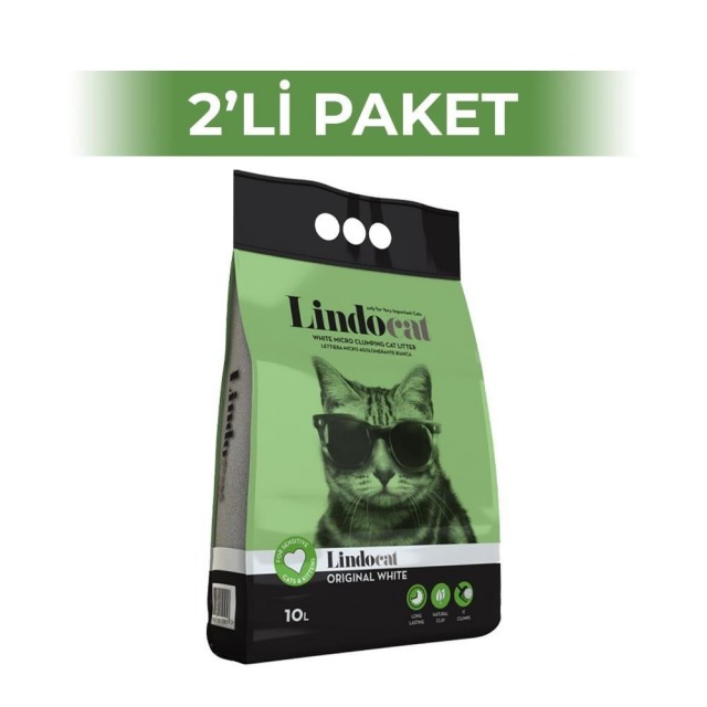 LindoCat Topaklaşan Kokusuz İnce Taneli Bentonit Kedi Kumu 10 lt x 2 Adet