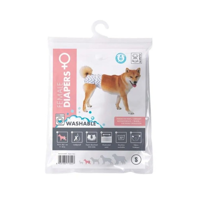 M-Pets Dişi Köpekler İçin Yıkanabilir Külot Bez 22,8-38,1cm S