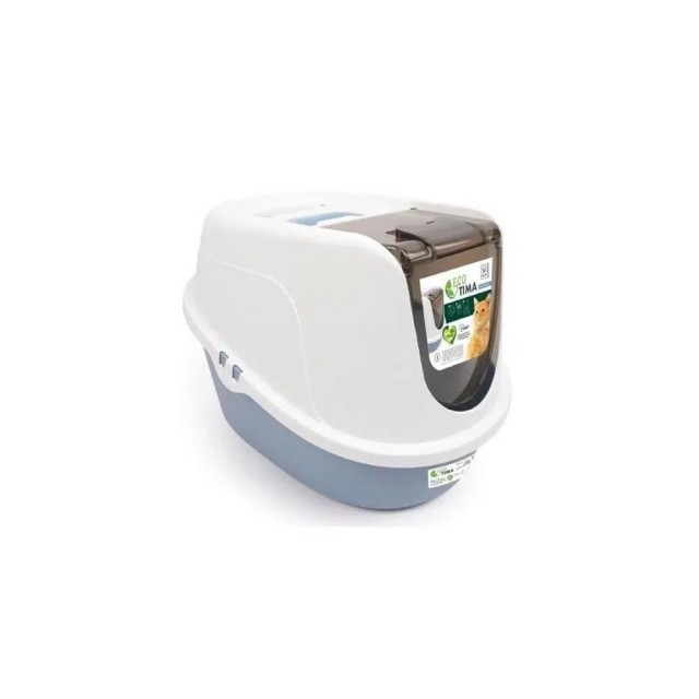 M-Pets Eco Tima Kapalı Kedi Tuvaleti L Mavi 60x45x42 cm
