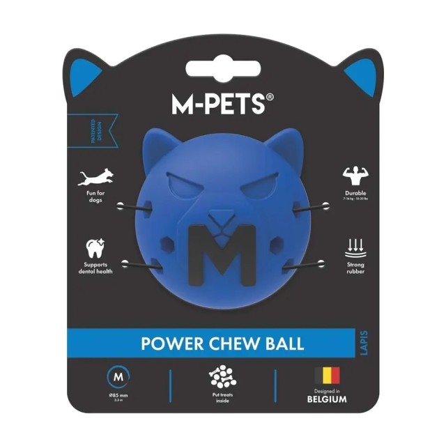 M-pets Power Chew Ball Lapis Sert Kauçuk Köpek Oyuncağı M Mavi