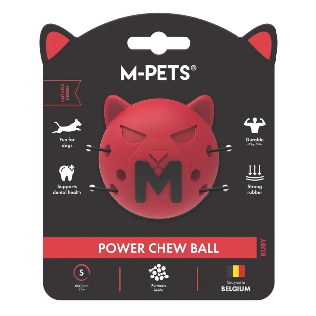 M-pets Power Chew Ball Ruby Sert Kauçuk Köpek Oyuncağı S Kırmızı
