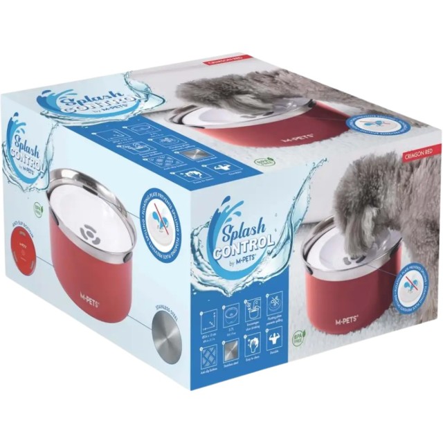 M-Pets Splash Control Metal Su Kabı Kırmızı 3.7 Litre