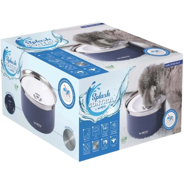 M-Pets Splash Control Metal Su Kabı Mavi 3.7 Litre