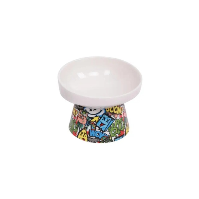 M-Pets Urban Style Kediler İçin Seramik Mama ve Su Kabı 10,5x10,6x8cm (150ml)