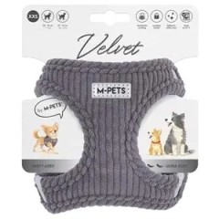 M-pets Velvet Köpek Göğüs Tasması Gri XXS