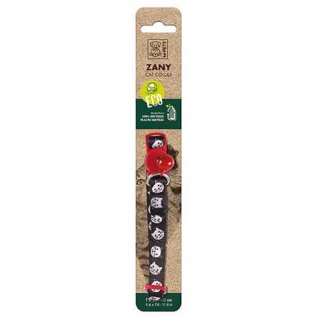 M-Pets Zany Zilli Kedi Boyun Tasması Siyah/Kırmızı