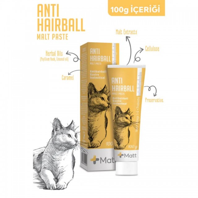 Matt Anti Hairball Tüy Yumağı Önleyici Malt Paste 100 Gr
