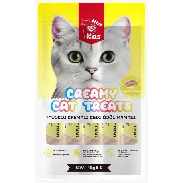 Miss Kas Tavuklu Kremalı Kedi Ödül Maması 15g x 5 li