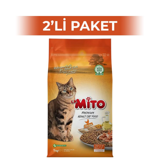 Mito Tavuklu Yetişkin Kuru Kedi Maması 1 kg 2 Adet