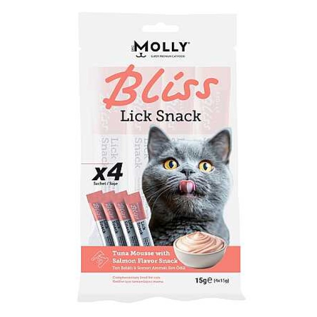 Molly Bliss Ton Balıklı ve Somonlu Krema Kedi Ödül Maması 4x15gr