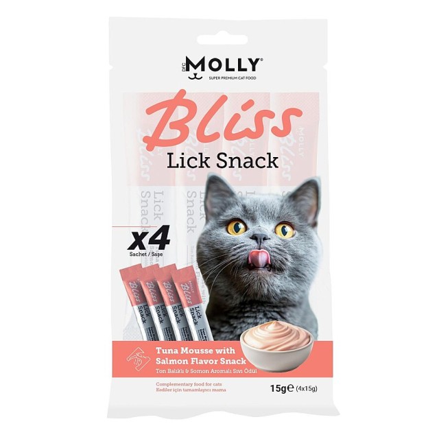 Molly Bliss Ton Balıklı ve Somonlu Krema Kedi Ödül Maması 4x15gr