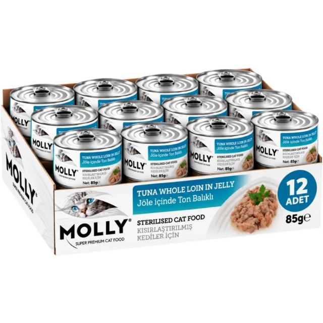 Molly Jöle İçinde Ton Balıklı Kısırlaştırılmış Kedi Konservesi 85 Gr 12 Adet