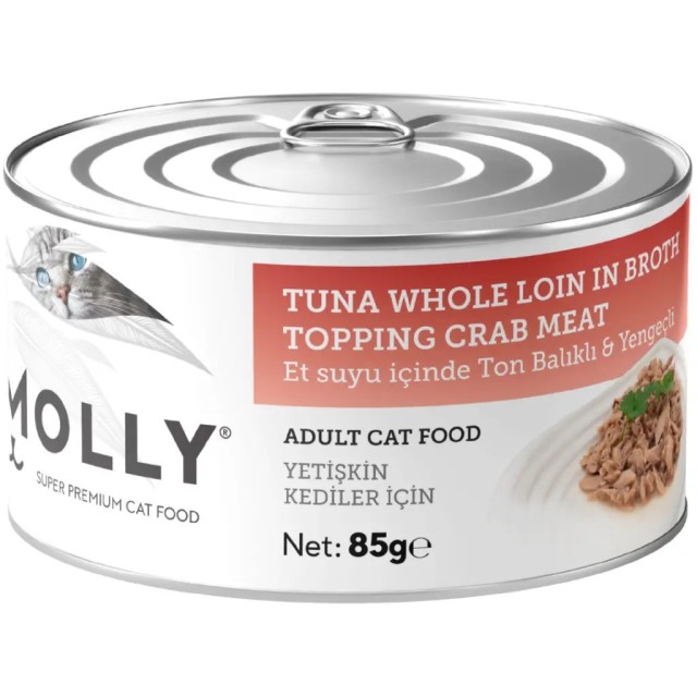 Molly Kendi Et Suyu İçinde Ton Balıklı & Yengeçli Yetişkin Kedi Konservesi 85 Gr 12 Adet