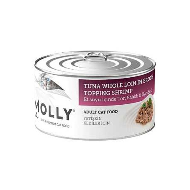 Molly Et Suyu İçerisinde Ton Balıklı ve Karidesli Yetişkin Kedi Konservesi 85gr