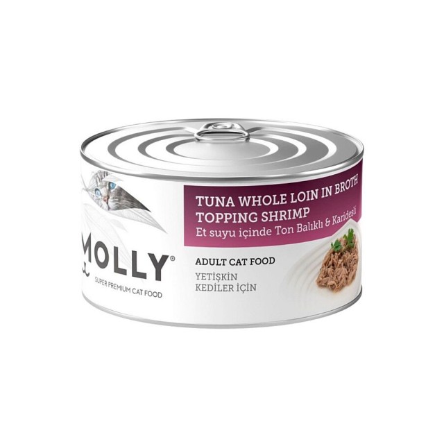 Molly Et Suyu İçerisinde Ton Balıklı ve Karidesli Yetişkin Kedi Konservesi 85gr