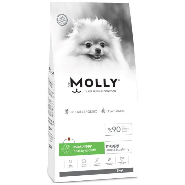 Molly Mini Puppy Kuzu Etli & Yaban Mersinli Küçük Irk Yavru Köpek Maması 8 Kg