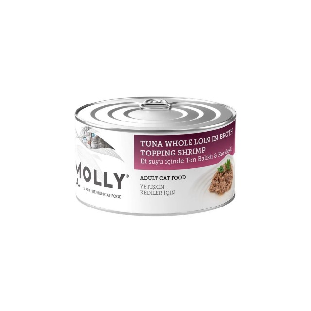 Molly Parça Etli Ton Balıklı ve Karidesli Yetişkin Kedi Konservesi 85gr