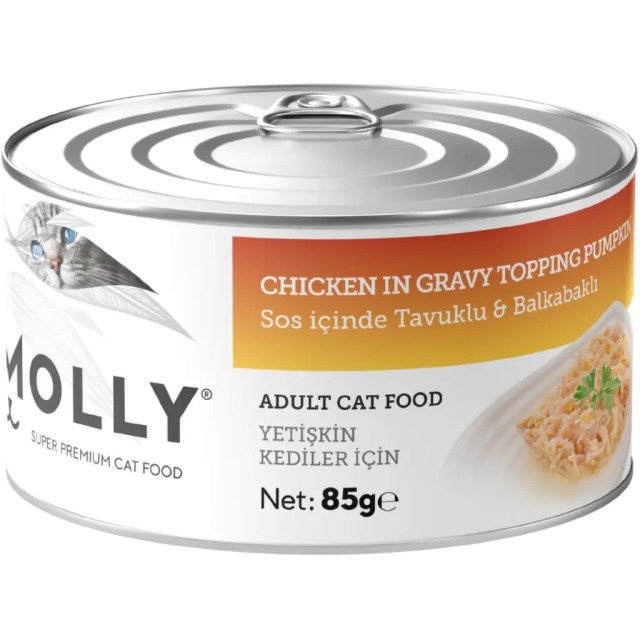 Molly Sos İçinde Tavuklu & Balkabaklı Yetişkin Kedi Konservesi 85 Gr 12 Adet