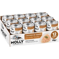 Molly Sos İçinde Tavuklu Yetişkin Kedi Konservesi 85 Gr 12 Adet