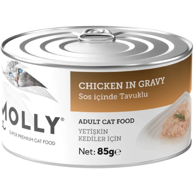 Molly Sos İçinde Tavuklu Yetişkin Kedi Konservesi 85 Gr 12 Adet