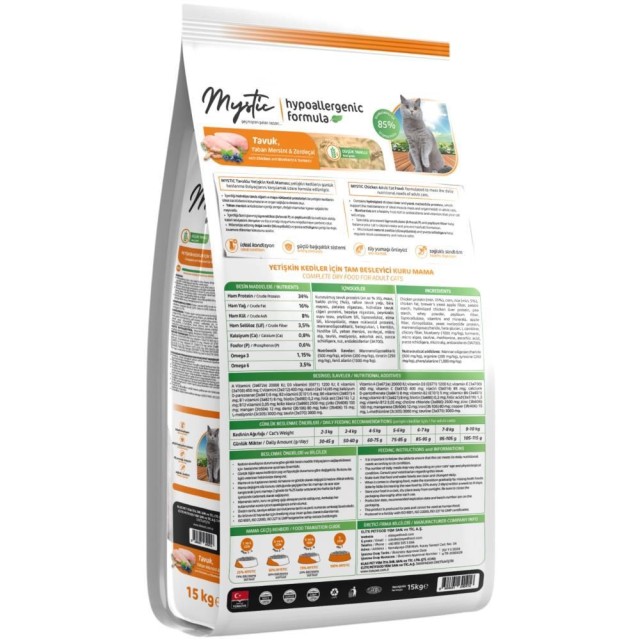 Mystic Tavuklu Yetişkin Kedi Maması 15 kg