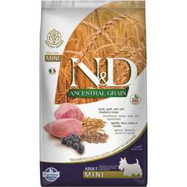 ND Ancestral Grain Düşük Tahıllı Kuzu Eti ve Yaban Mersinli Küçük Irk Yetişkin Köpek Maması 2,5kg
