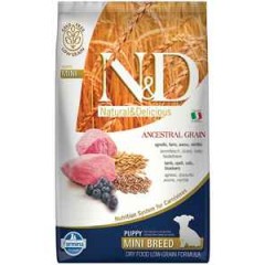ND Ancestral Grain Düşük Tahıllı Kuzu Eti ve Yaban Mersinli Küçük Irk Yavru Köpek Maması 7kg