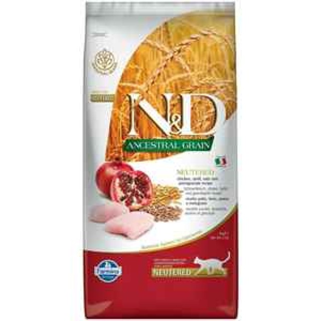 ND Ancestral Grain Düşük Tahıllı Tavuk ve Narlı Kısırlaştırılmış Kedi Maması 5kg