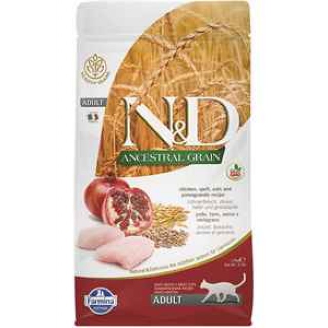 ND Ancestral Grain Düşük Tahıllı Tavuk ve Narlı Yetişkin Kedi Maması 1,5kg