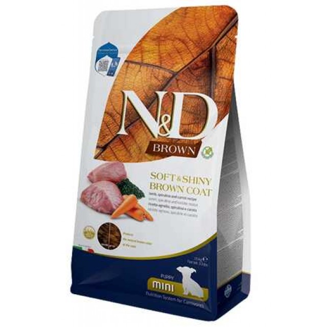 ND Brown Kuzu Havuç Patates ve Spirulina Küçük Irk Yavru Köpek Maması 1.5kg