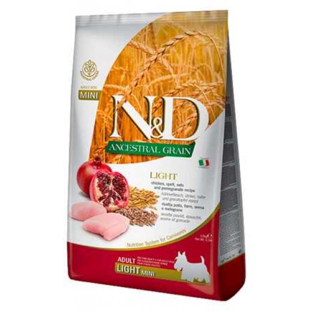 ND Düşük Tahıllı Light Mini Irk Tavuklu Narlı Yetişkin Köpek Maması 2.5kg