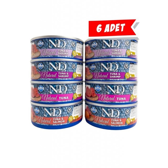 ND Fish Trio Menu Üç Çeşit Balıklı Yetişkin Kedi Konservesi 70gr (6 Adet)