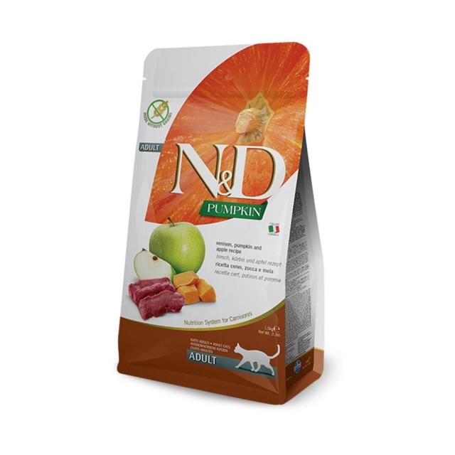 N&D Tahılsız Geyik Etli Balkabaklı Elmalı Yetişkin Kedi Maması 1,5 kg