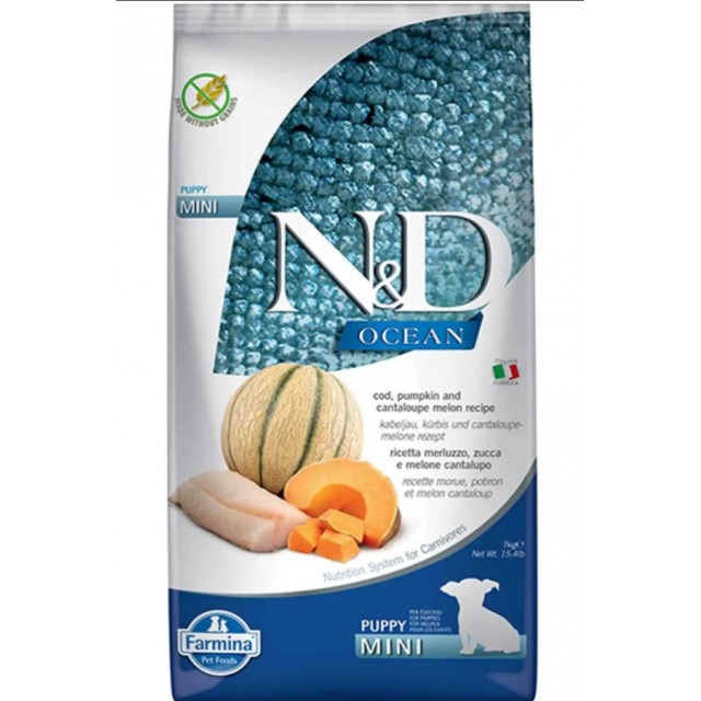 N&D Ocean Morina Balığı Balkabak ve Kavunlu Mini Irk Yavru Köpek Maması 7kg