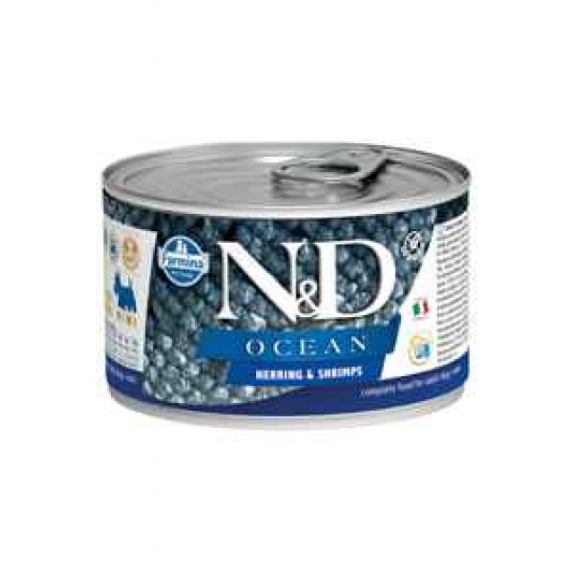 ND Ocean Tahılsız Ringa Balığı Ringa Balığı ve Karidesli Yetişkin Köpek Konservesi 140gr