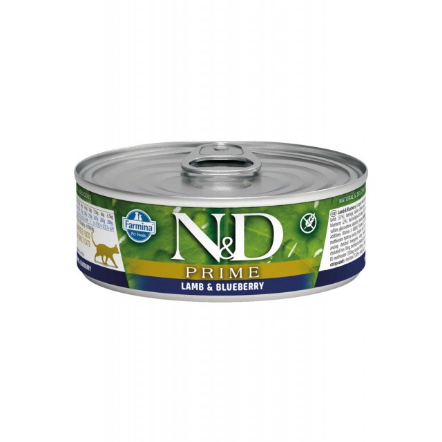 ND Prime Tahılsız Kuzu Eti ve Yaban Mersinli Yetişkin Kedi Konservesi 70gr