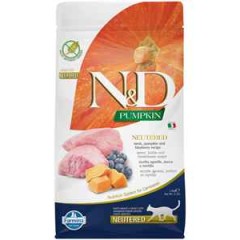 ND Pumpkin Tahılsız Kuzu Eti Balkabağı ve Yaban Mersinli Kısırlaştırılmış Kedi Maması 1,5kg