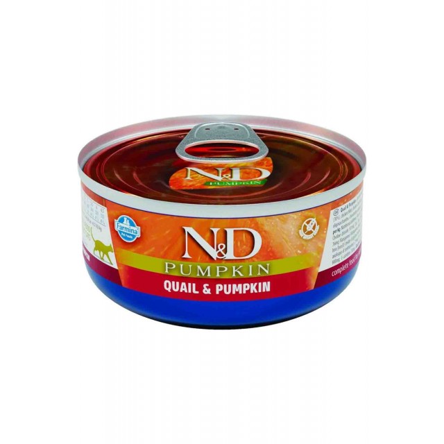 ND Pumpkin Tahılsız Bıldırcın Eti ve Balkabaklı Yetişkin Kedi Konservesi 70gr