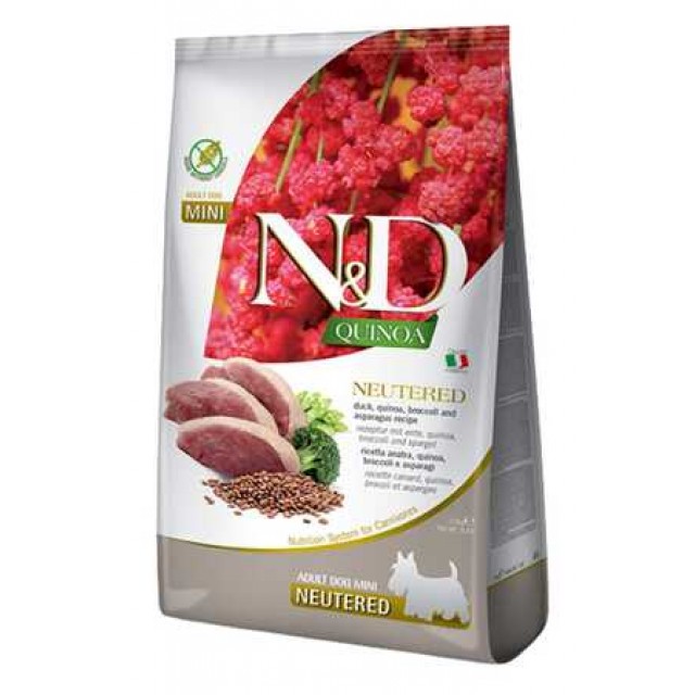 ND Quinoa Tahılsız Ördek Eti Brokoli ve Kuşkonmazlı Mini Irk Kısırlaştırılmış Köpek Maması 7kg