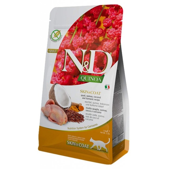 ND Quinoa Skin&Coat Hindistan Cevizli Bıldırcınlı Tahılsız Yetişkin Kedi Maması 5kg