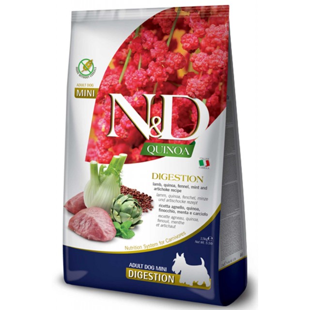 ND Quinoa Digestion Tahılsız Kuzu Eti Rezene ve Enginarlı Küçük Irk Yetişkin Köpek Maması 2,5kg
