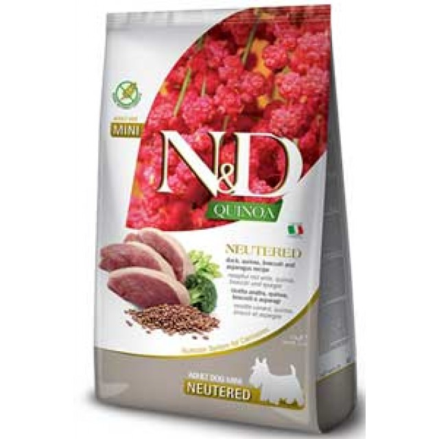 ND Quinoa Tahılsız Ördek Eti Brokoli ve Kuşkonmazlı Mini Irk Kısırlaştırılmış Köpek Maması 2,5kg
