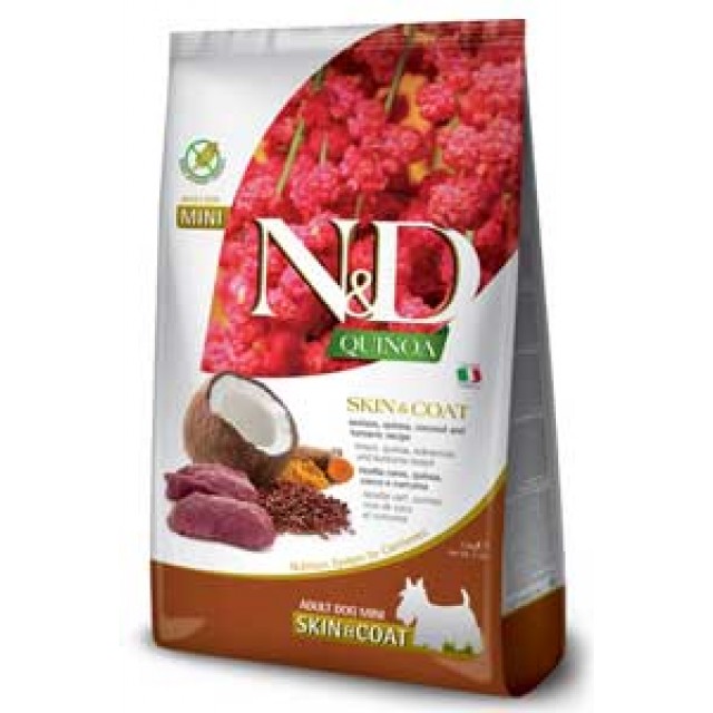 ND Quinoa Skin&Coat Tahılsız Geyik Eti ve Hindistan Cevizli Küçük Irk Yetişkin Köpek Maması 2,5kg