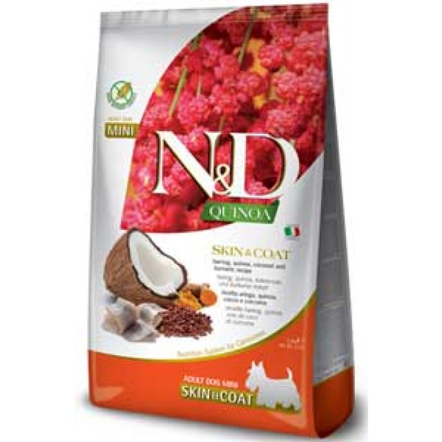 ND Quinoa Skin&Coat Tahılsız Ringa Balığı ve Hindistan Cevizli Küçük Irk Yetişkin Köpek Maması 2,5kg