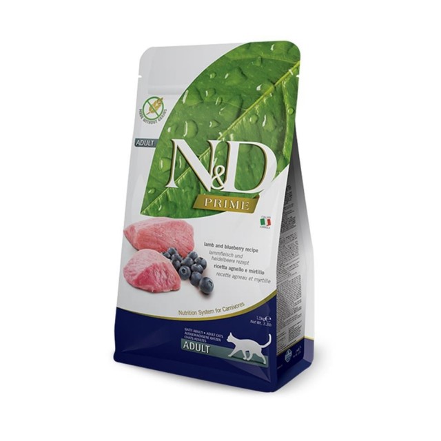 N&D Tahılsız Kuzu Etli ve Yaban Mersinli Yetişkin Kedi Maması 1.5 kg